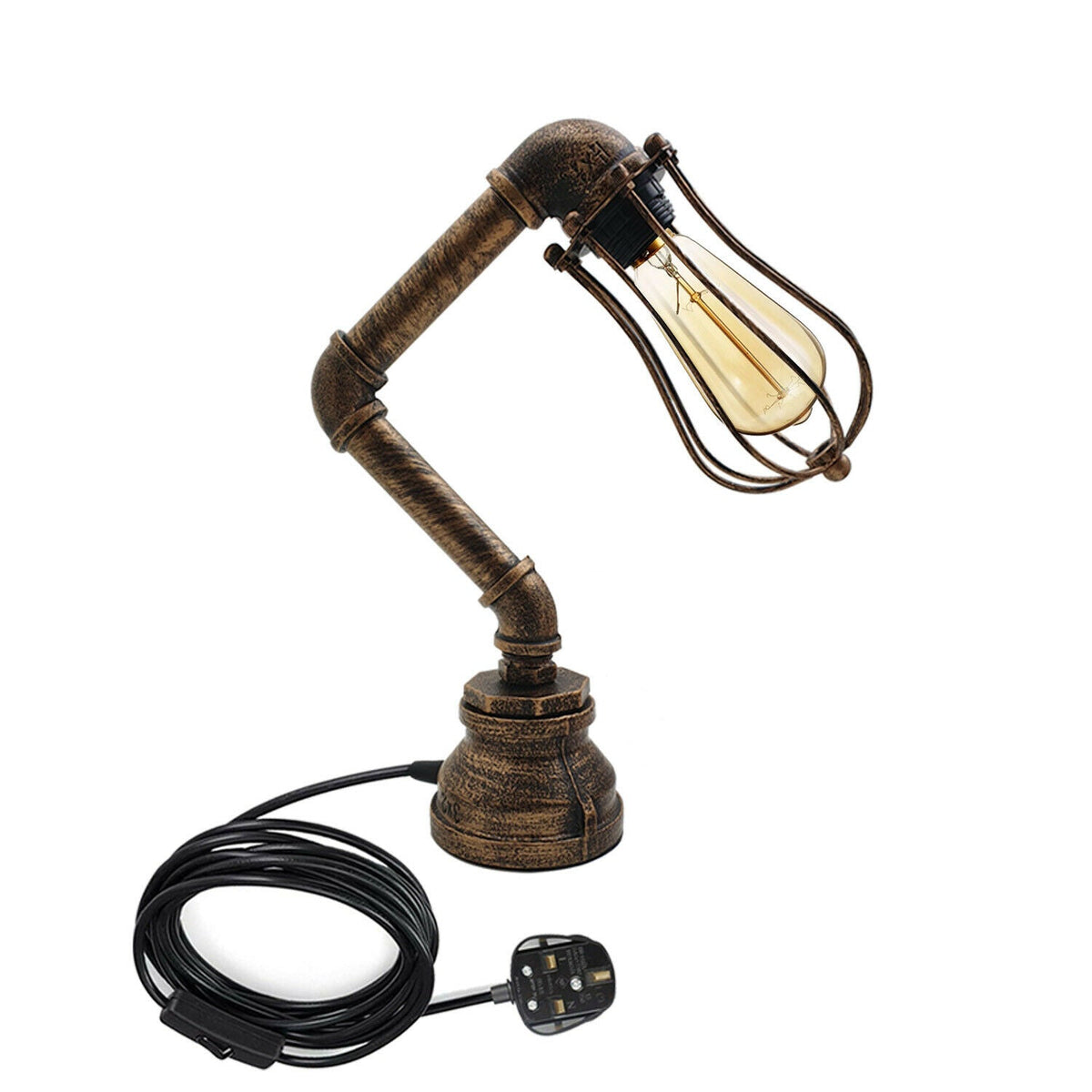 Industrial Plug-In Tischleuchte Steampunk Metall Indoor Stand Wasserpfeife Retro Beleuchtung ladsone.com