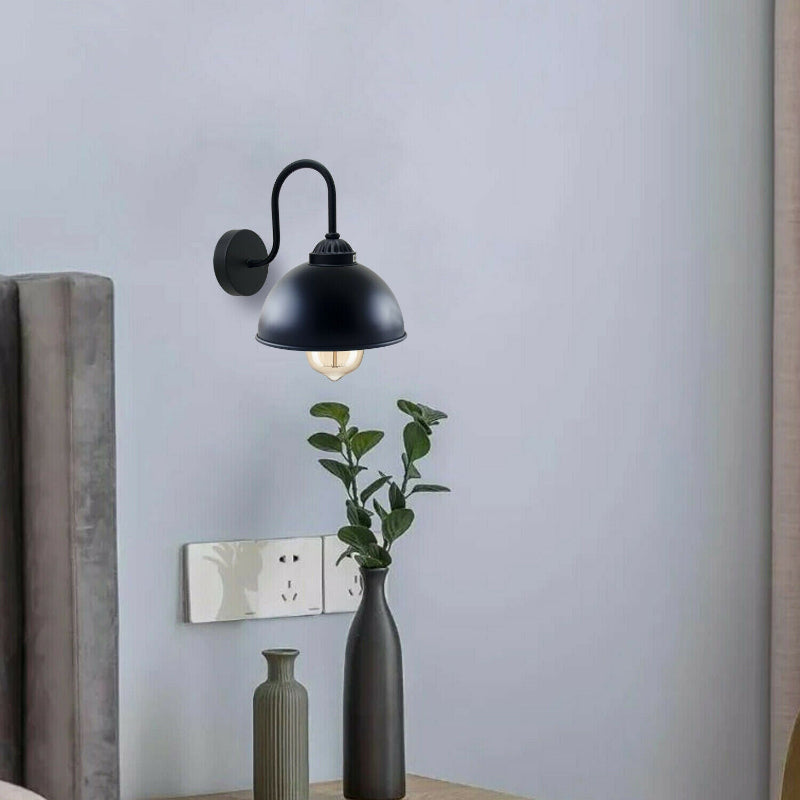 Industrielle Vintage Wandleuchte aus Metall, Kuppelform, Innenleuchte, schwarz