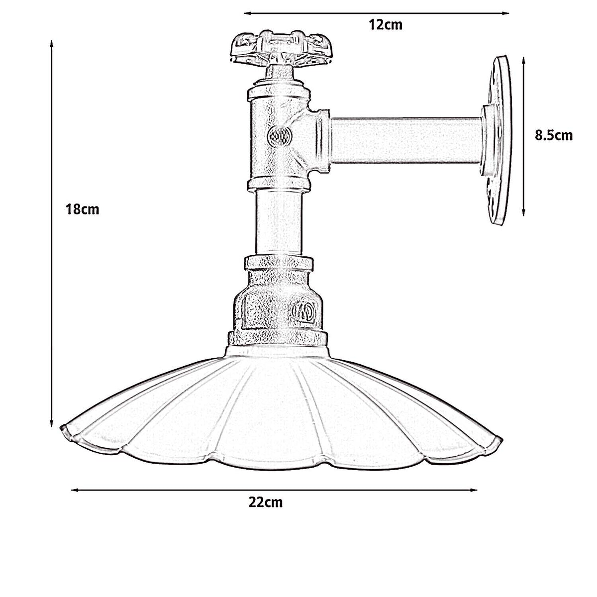 Industrieller Rohr-Licht-Regenschirm-Form-Schatten-Wand-Leuchter-Metalllampen-Armaturen für den Innenbereich ladsone.com