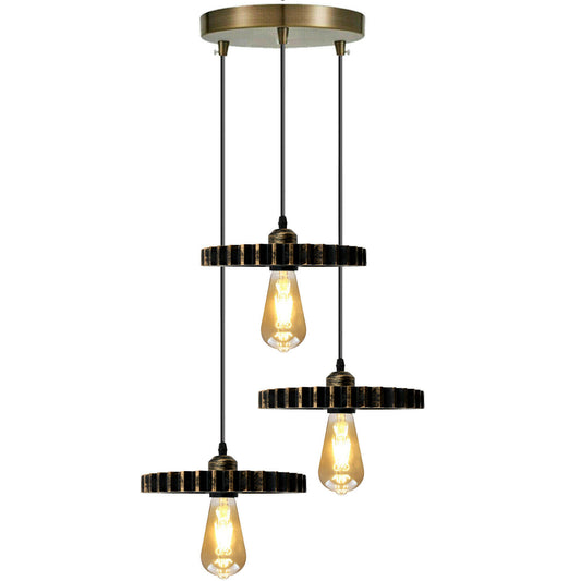 3-Leuchter Retro Style Pendelleuchte (Rustikales Rot Kupfer)