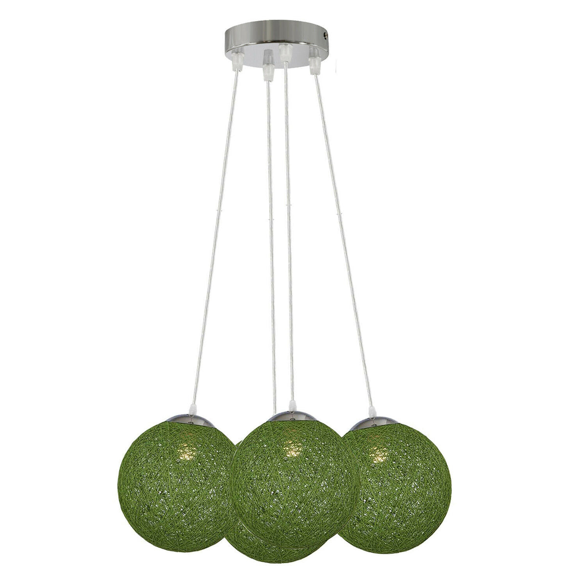 Rattan Wicker Woven Ball Globe Pendelleuchtenschirm 4 Outlet Grün