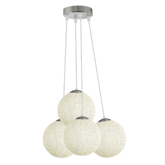 Rattan Wicker Woven Ball Globe Pendelleuchtenschirm 4 Outlet Weiß