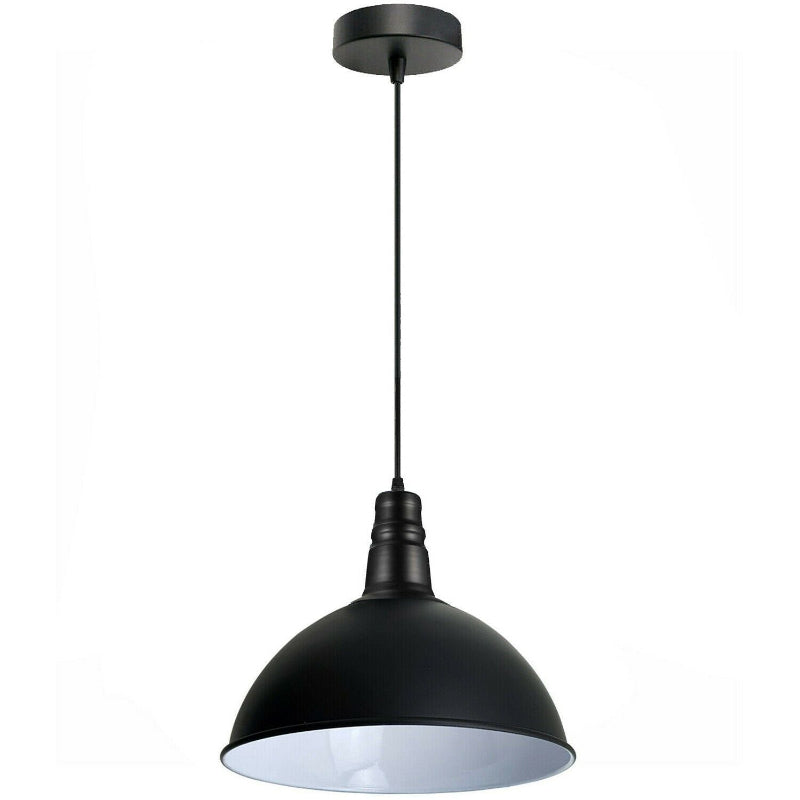 Schwarz Pendelleuchte Ø 30cm Metallschirm 
