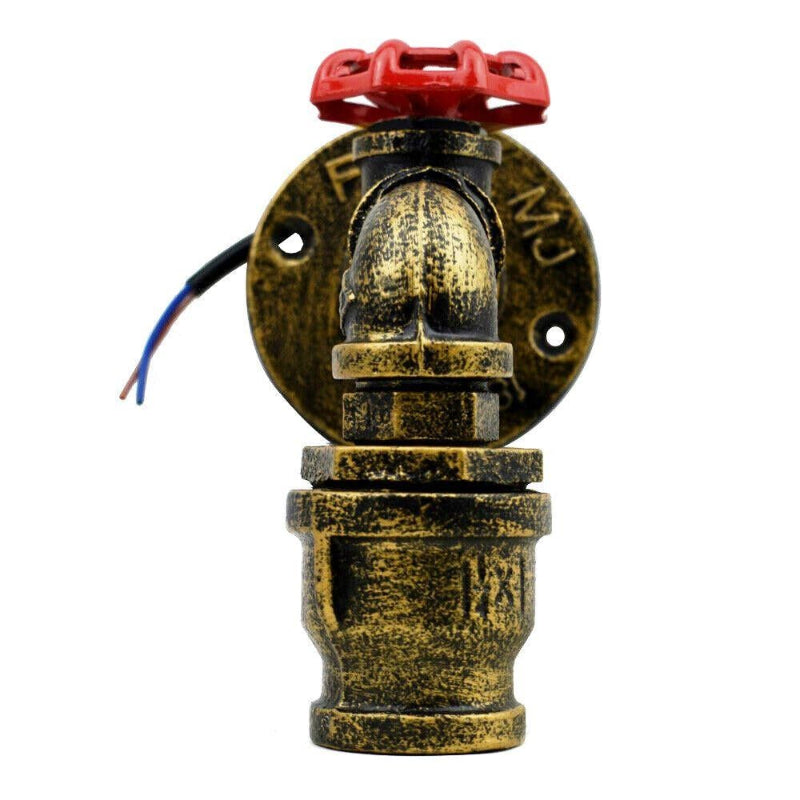 Industrielle Wasserrohr Wandleuchte mit rotem Ventil