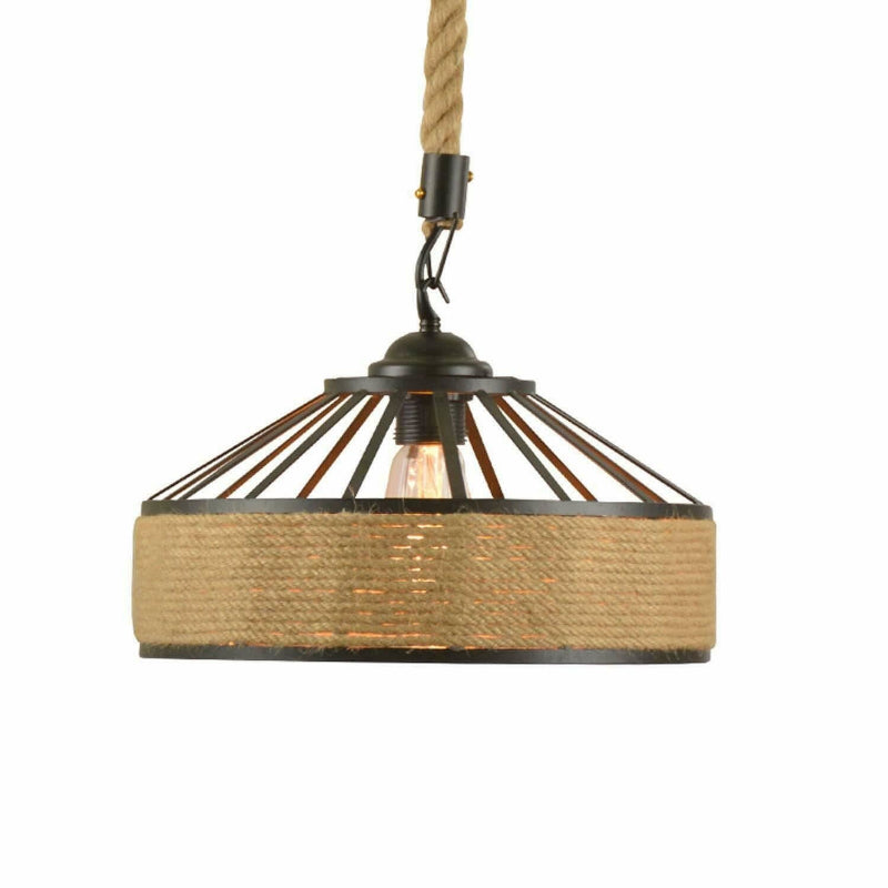 Retro Industrial Vintage Loft Hanfseil Pendelleuchte Deckenlampe