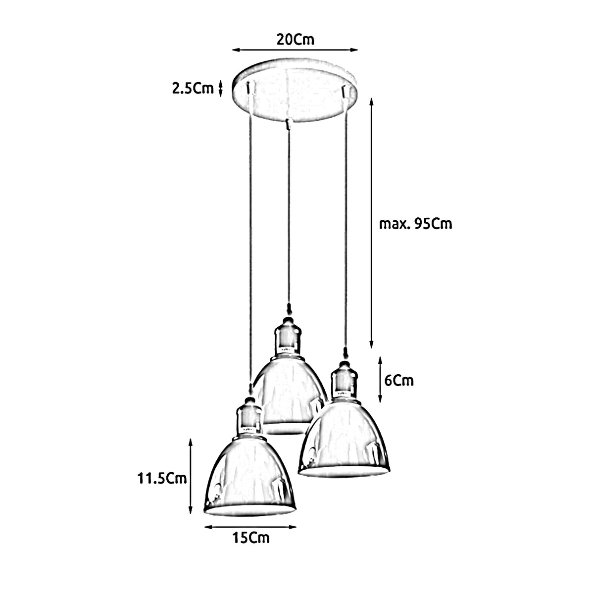 Deckenlampe pendelleuchten 3 flammig lampenschirm