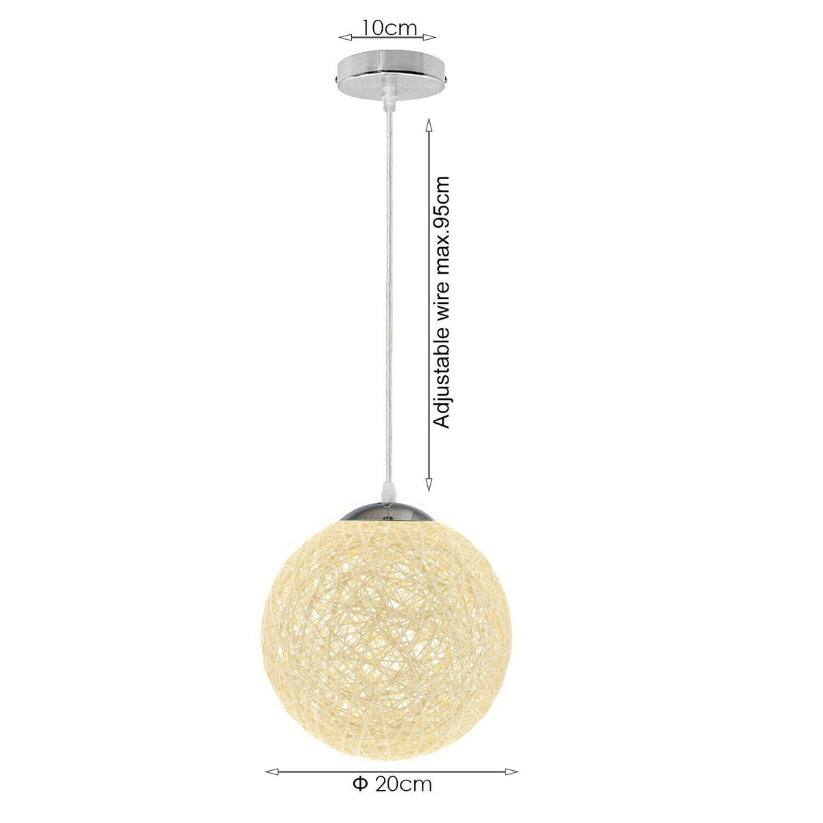 Beste Qualität Single Rattan Vine Ball Deckenpendelleuchte Creme