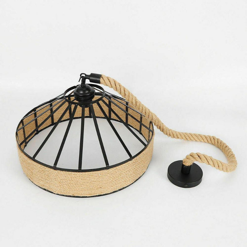 Retro Industrial Vintage Loft Hanfseil Pendelleuchte Deckenlampe