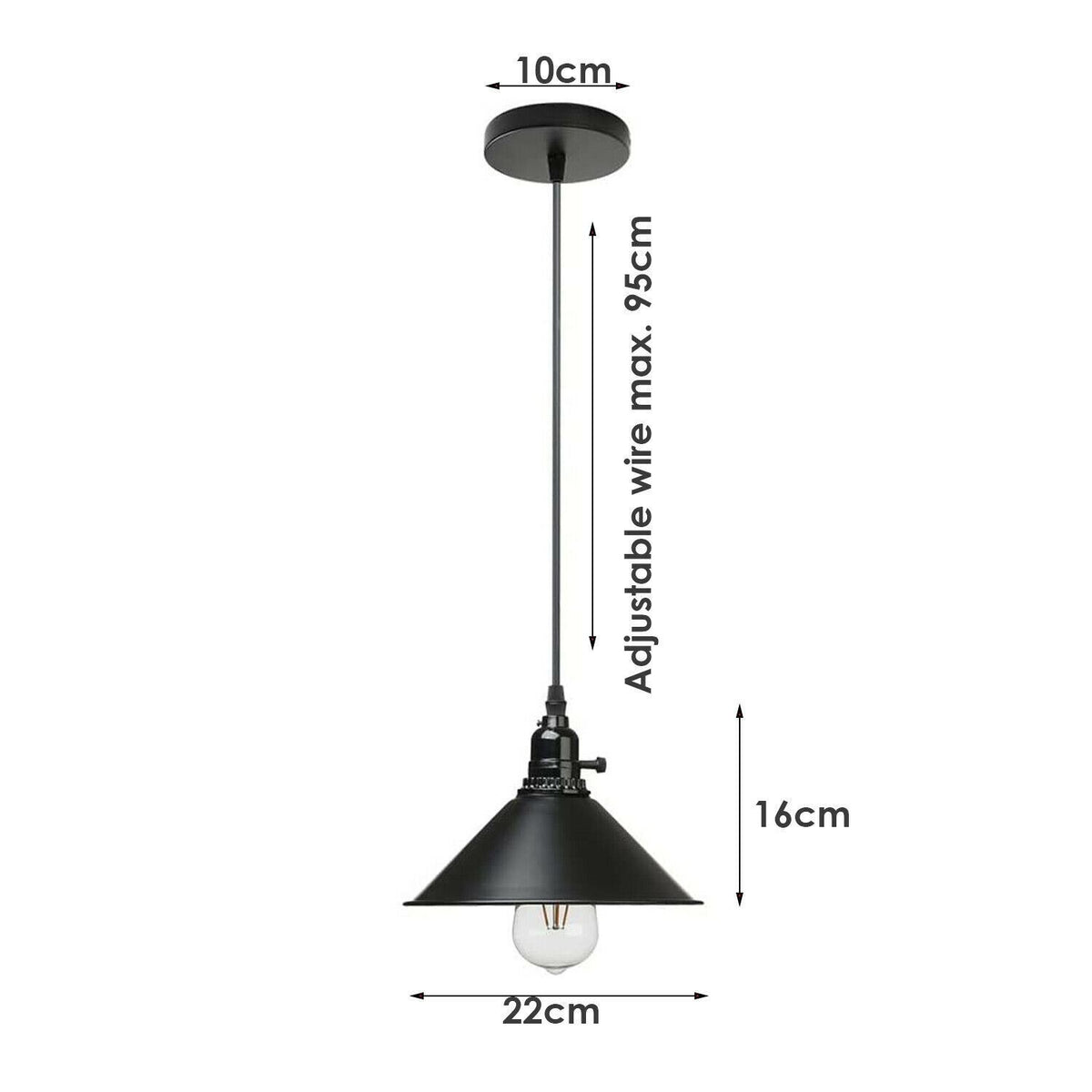 Vintage Industrie 3-Wege Deckenpendelleuchte Metall Retro Loft Hang Lampenschirm