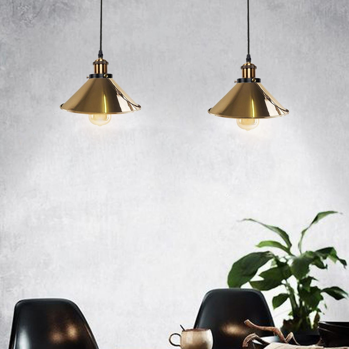 2-Wege-Retro-Industrie-Deckenkabel E27 Hängelampe Pendelleuchte - Anwendungsbild