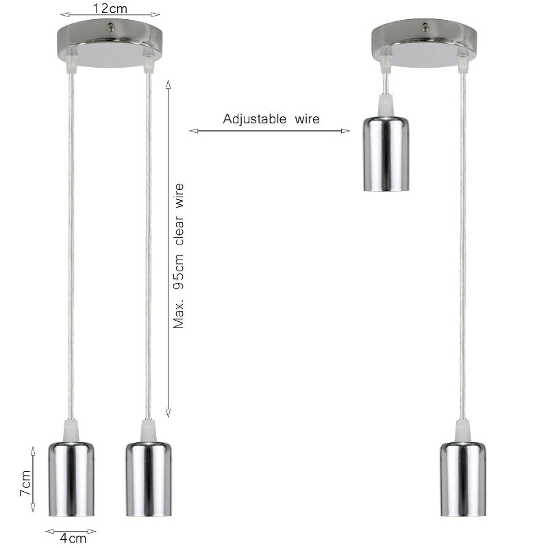 Pendelleuchte mit 3 E27 Fassungen im Set inklusive Kabel