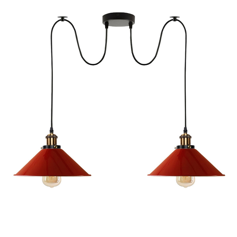 Rote 2-Wege-Pendelleuchte im Industrial-Stil mit E27-Lampenfassung
