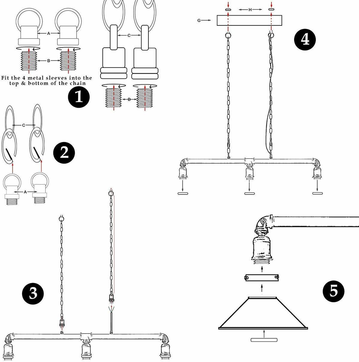 Industrielle Retro-Metalllampe abgehängte Schatten-Rohr-Lichter-Pendelleuchte