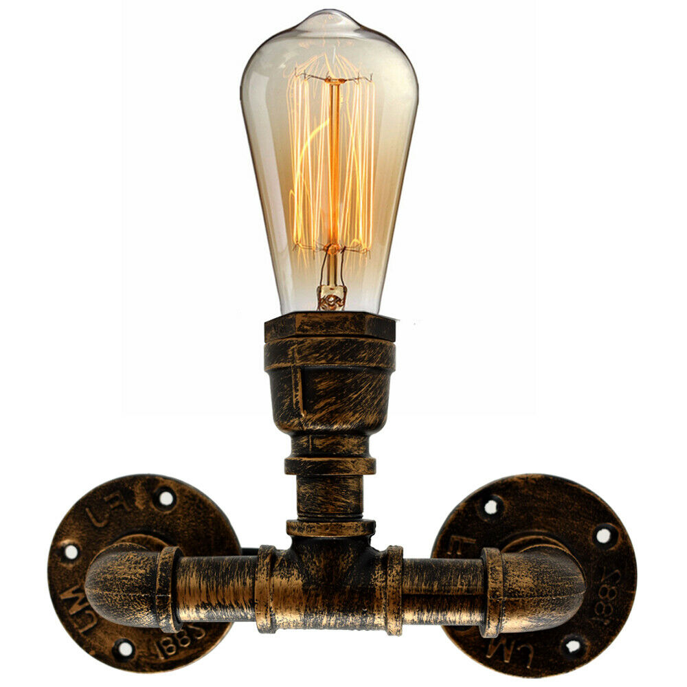 Vintage Industrial Sconce One Head Loft Rustic Water Pipe Wall Light Porch Lamp Steampunk - ladsone.com-11