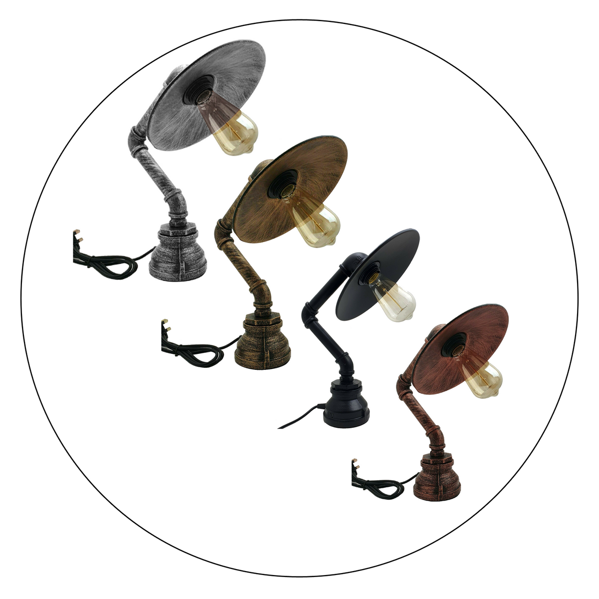 Moderne industrielle Retro-Stil-Stahlrohr-Schreibtisch-Tischlampe mit flachem Schirm ladsone.com-1