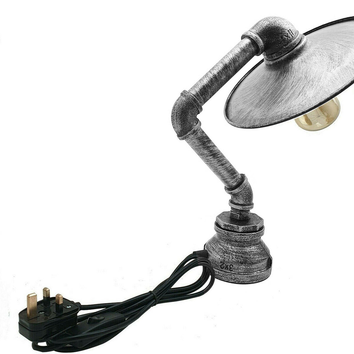 Moderne industrielle Retro-Stil-Stahlrohr-Schreibtisch-Tischlampe mit flachem Schirm ladsone.com-4