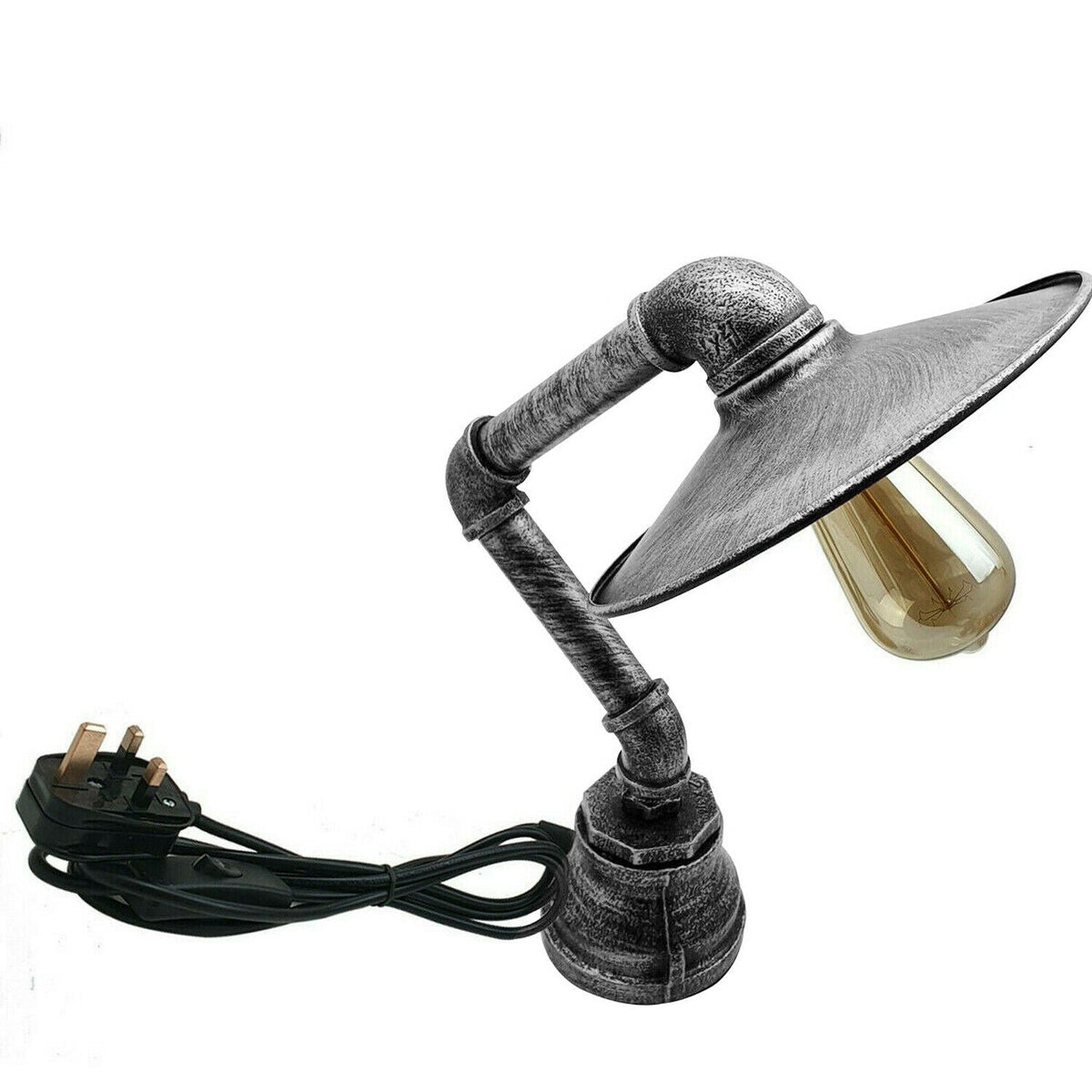 Moderne industrielle Retro-Stil-Stahlrohr-Schreibtisch-Tischlampe mit flachem Schirm ladsone.com-5
