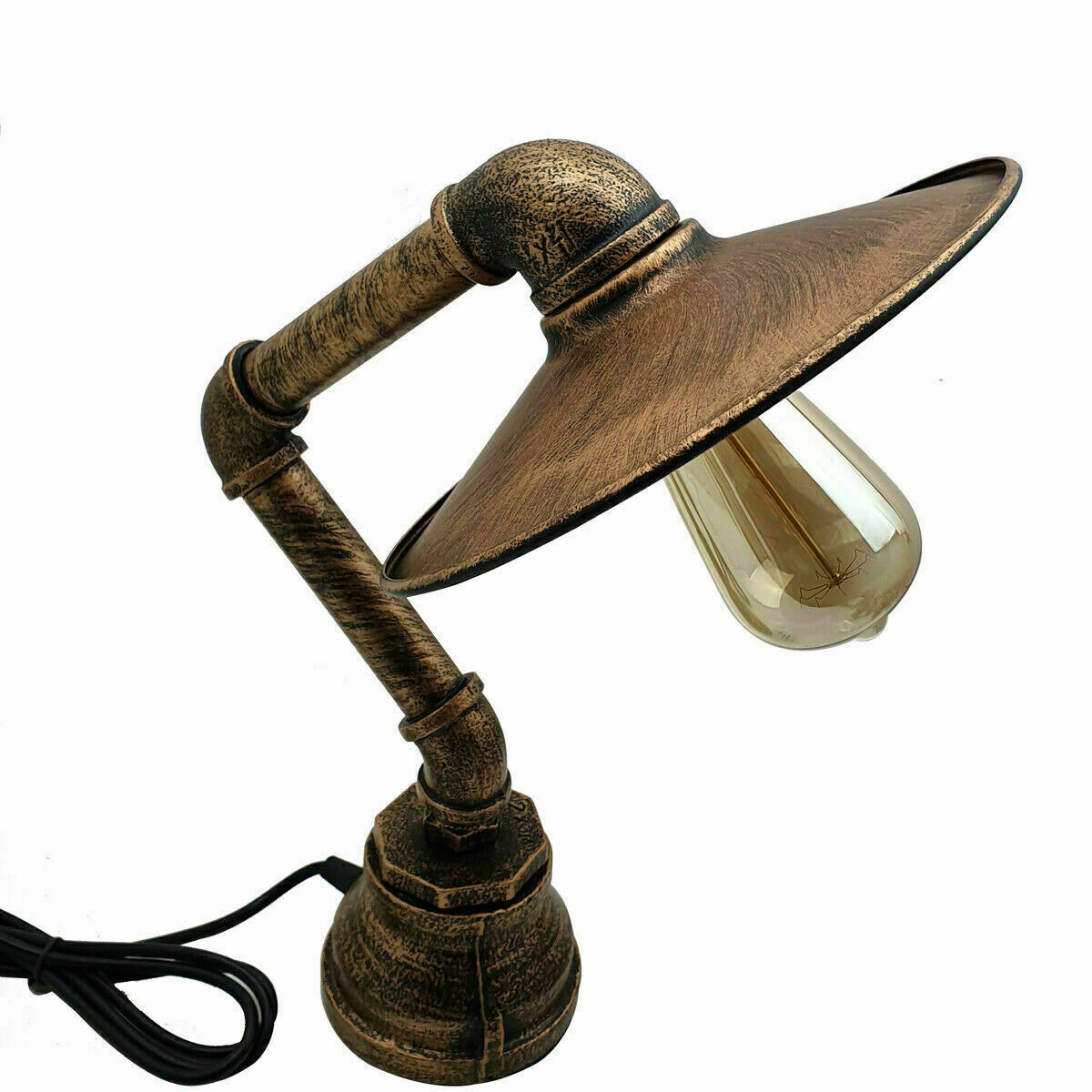 Moderne industrielle Retro-Stil-Stahlrohr-Schreibtisch-Tischlampe mit flachem Schirm ladsone.com-13