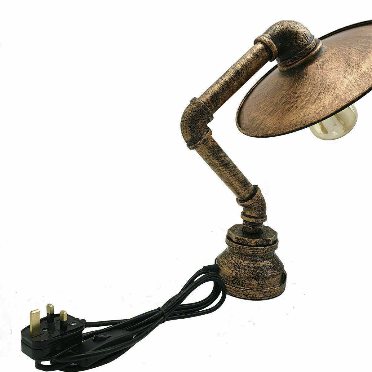 Moderne industrielle Retro-Stil-Stahlrohr-Schreibtisch-Tischlampe mit flachem Schirm ladsone.com-14