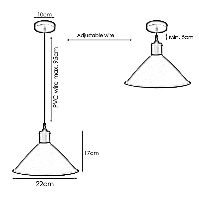 Moderne Treppenlampe in Weiß – Hängelampe aus Metall mit Kegelschirm
